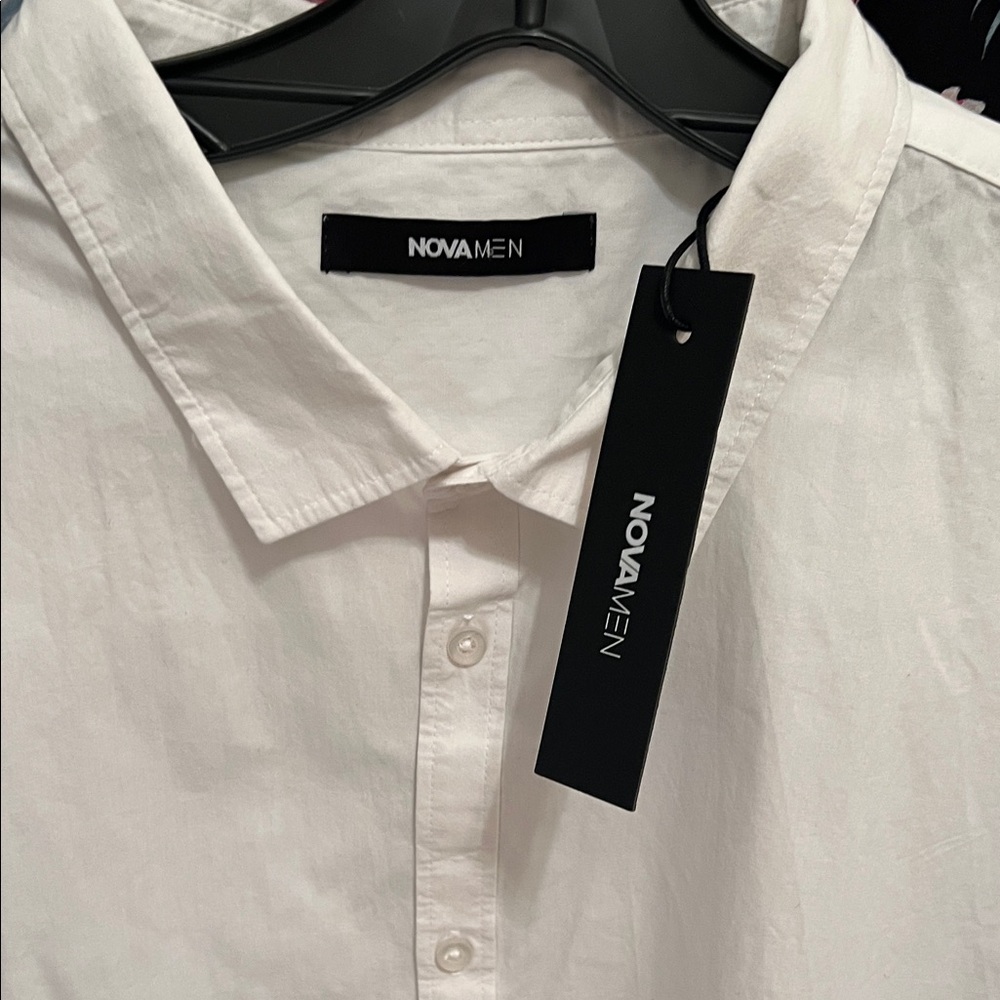 3XL Classic White Short Sleeve Button Down Shirt - Tailored Collar by Nova Men